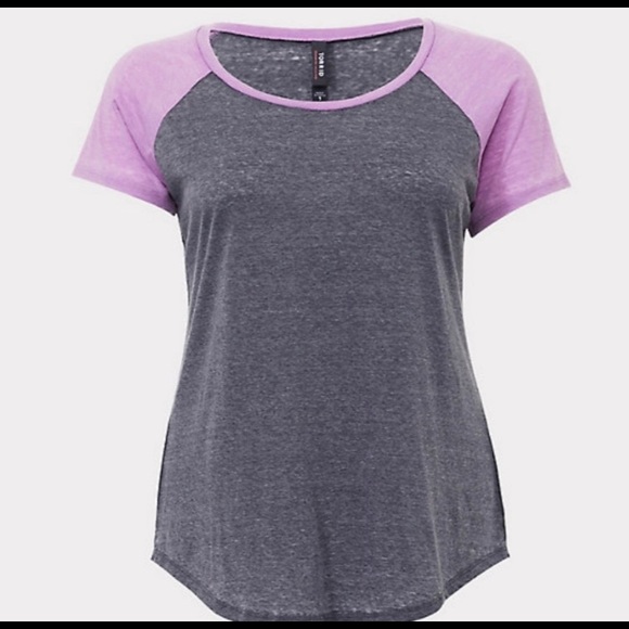 TORRID Purple and Grey raglan short sleeve tee NWT - Picture 2 of 10